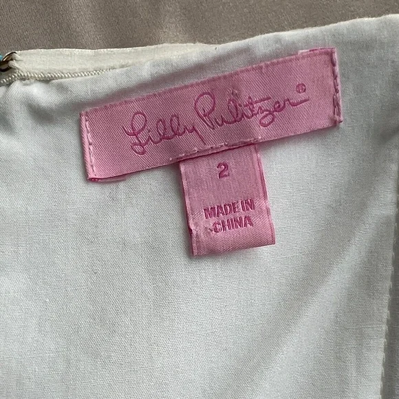 Lilly Pulitzer Blossom Strapless Blue Stripe Slanted Side Pockets Mini SilkDress - Picture 11 of 14